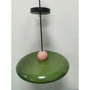 70s Dine In Kitchen Ceiling Light featuring green and pink retro design with metal accents.