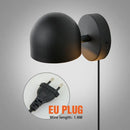 Semi-Sphere Switch or Plug Wall Lights in elegant black finish with EU plug and 1.8m wire length.