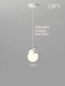 Adorable hanging lamp featuring a panda design with a soft glowing orb, perfect for playful room decor.