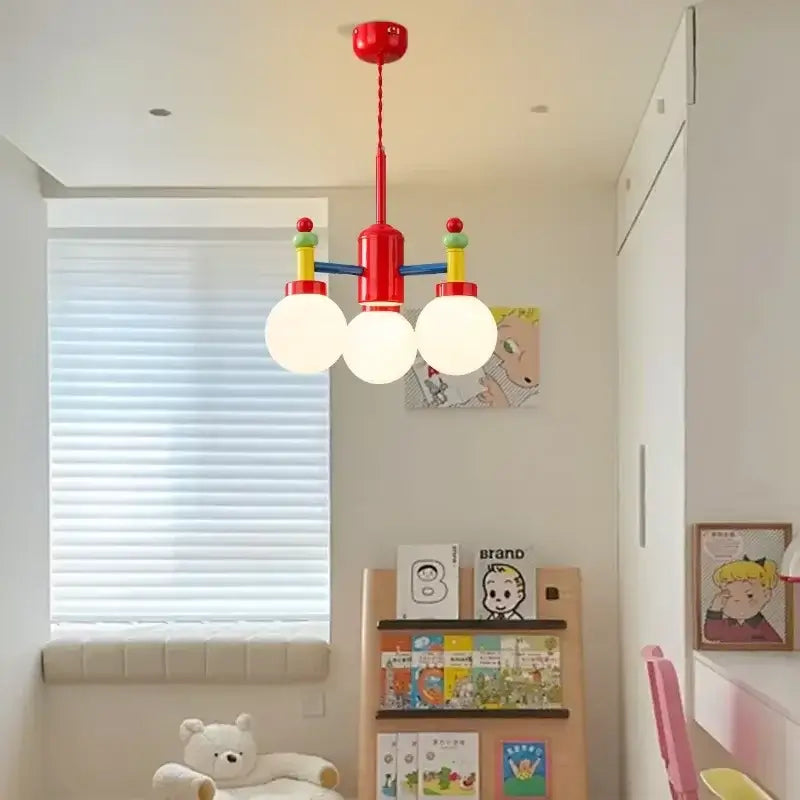 Lego like playful and colourful wall & ceiling light in a child's room, featuring vibrant red, blue, yellow, green, and white design.