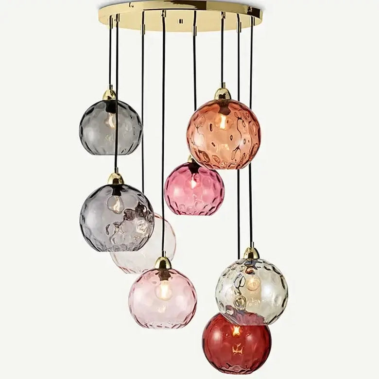 Delicious Lollipop Modern Pendant Light with colorful glass balls hanging from a sleek iron finish.