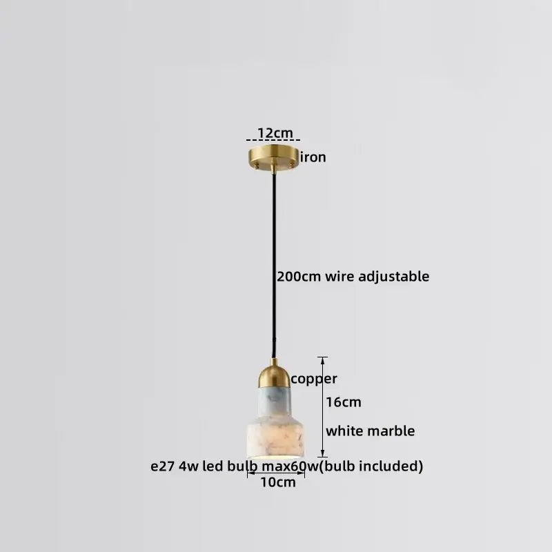 Art Deco Marble And Polished Copper Pendant Lights