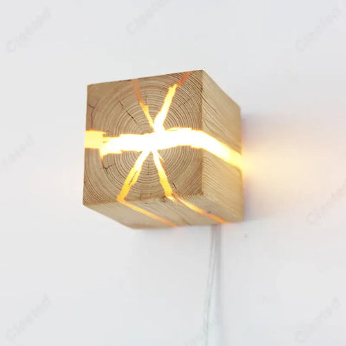 Natural Wood Wall Lights showcasing unique design with solid wood and transparent resin for stunning light diffusion.