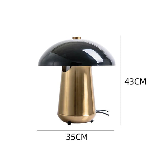 Mid-Century Modern Mushroom Table Lamp | Gold and Black