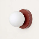 Colourful Macaron LED Wall Lamp 10/12cm in red and frosted glass design for elegant hallways.