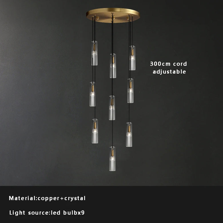 Crystal Glass Pendant Light with Copper Detail - Several Designs