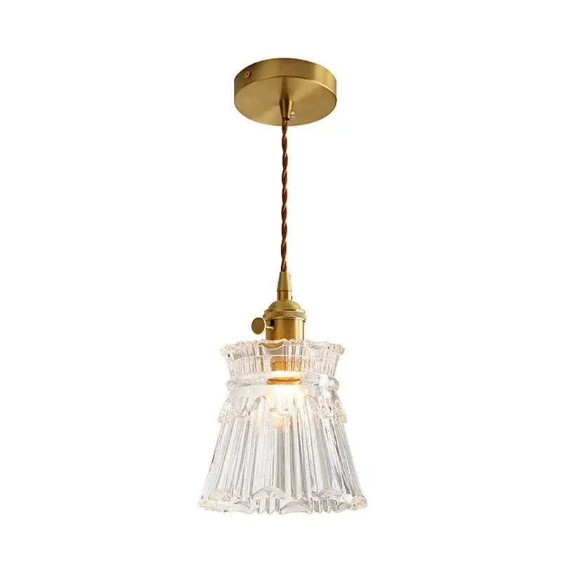 Glass Pendant Light with Brass Accents
