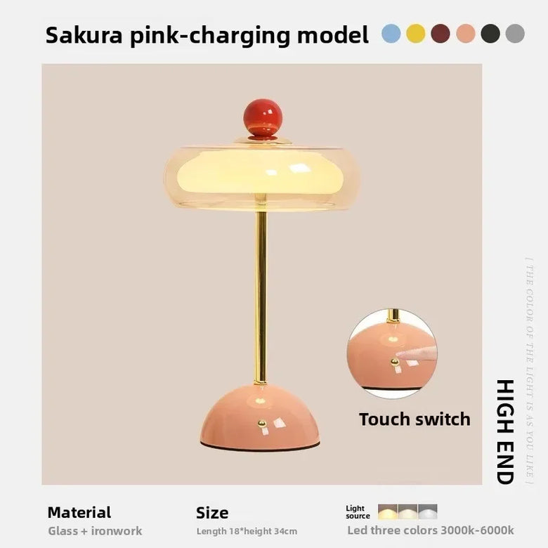 Retro Glass Table Lamp with Touch Control