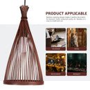 Simple Wicker lamp shade hanging above a table, showcasing bamboo design for tea room, hotel, restaurant, and banquet settings.
