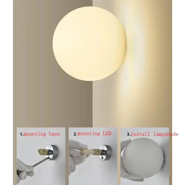 Concealed Base Milky White Round Ball