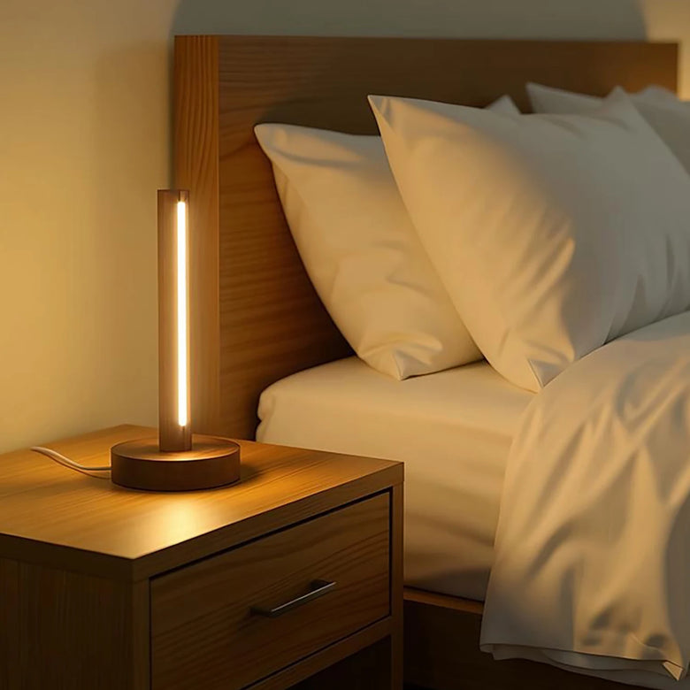 Japandi Cordless Wood Table Lamp – USB Powered, Walnut or Beech