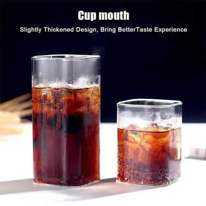 Transparent Square Glass for Hot or Cold Beverages – Milk, Tea, Coffee, Juice & More