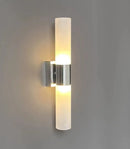 Large Modern LED Wall Lamp (42cm) with luxurious gold finish and acrylic lampshade illuminating a wall.