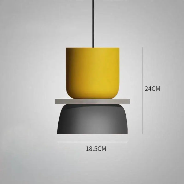 Customizable Modern Pendant Lights featuring a vibrant yellow and black design with dimensions of 18.5CM x 24CM.