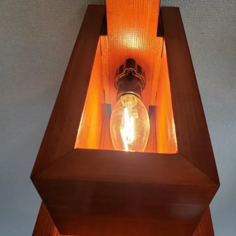 Modern Geometric Wood Wall Light with Sculptural Design