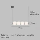 Nordic Art Deco Linear LED Pendant Light – Sculptural Acrylic & Iron Chandelier dimensions and materials