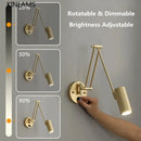 Vintage Loft Bedside Reading Light Fixture showcasing rotatable and dimmable features for adjustable brightness.