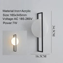 Modern Simple Art Deco Revival Wall Lamp showcasing its elegant design and dimensions, made from iron and acrylic.