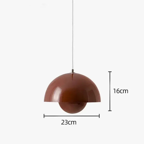 Contemporary Pendant Light in a modern brown design with measurements of 23cm width and 16cm height.