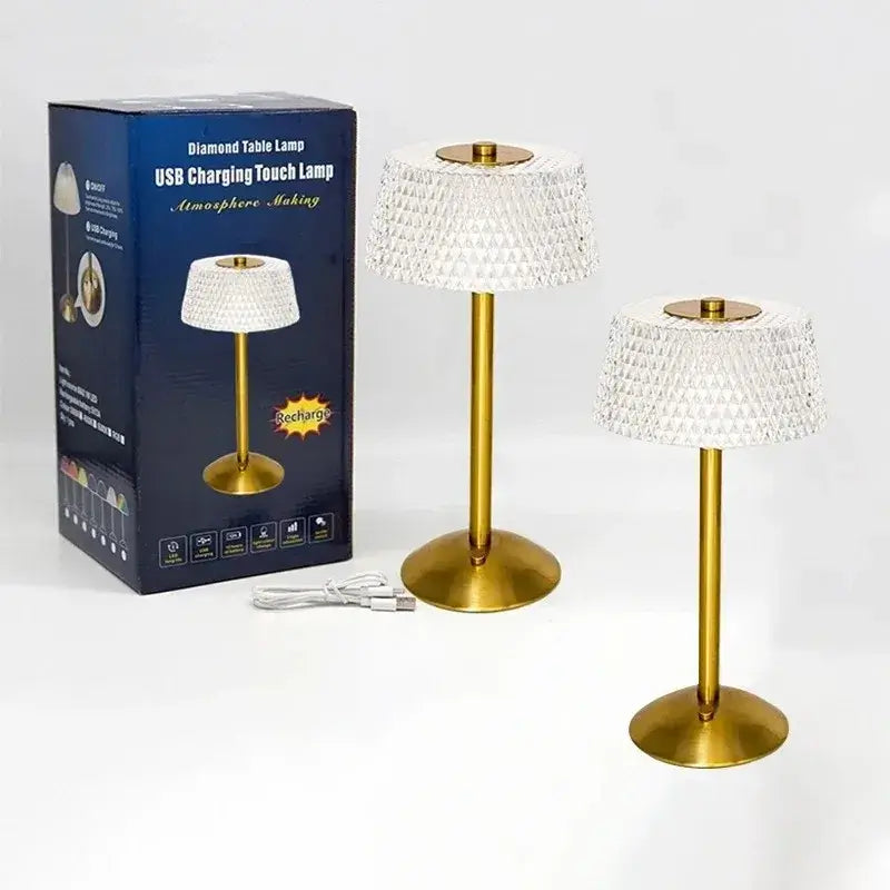 Art-Deco Cordless Table Lamp – Rechargeable, Gold