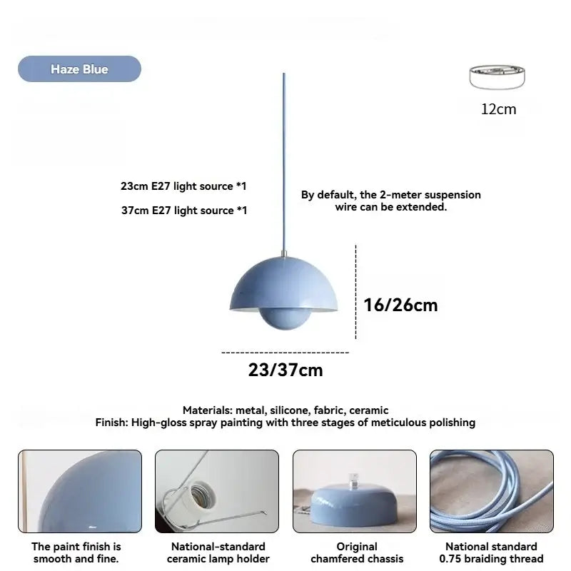 Mid-century Retro Glossy Dome Pendant Lights