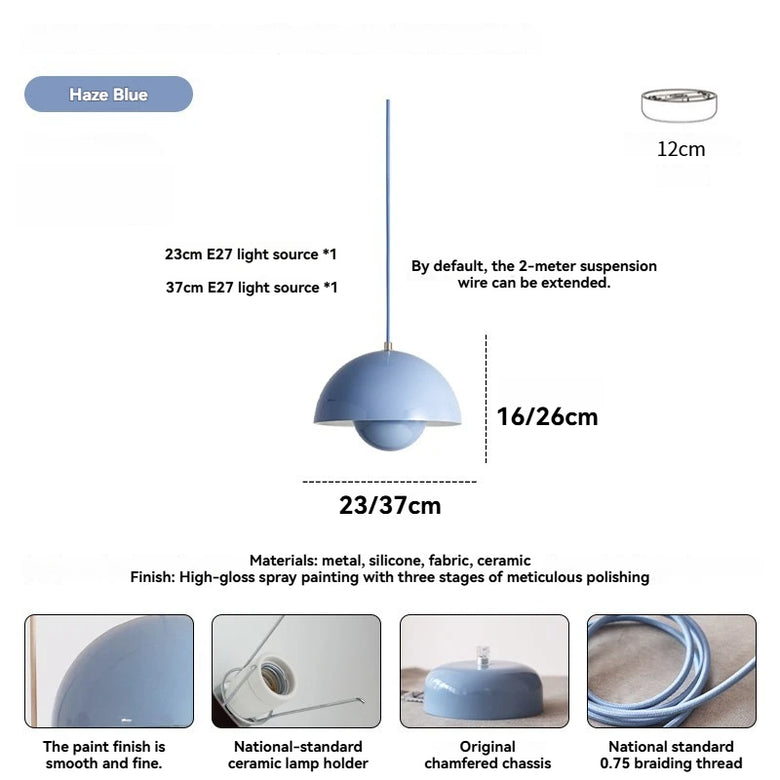 Mid-century Retro Glossy Dome Pendant Lights