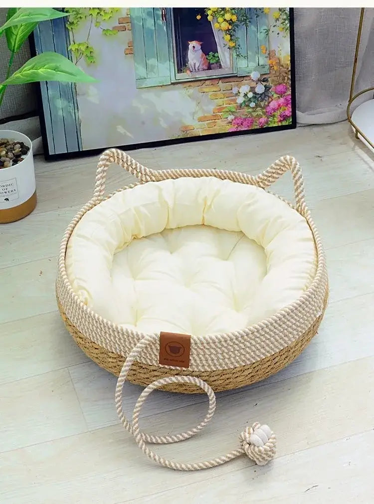 Pet Beds, Pet beds, Pet Beds, Comfortable Rattan Woven Cat Bed