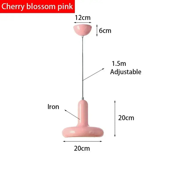 60s Scandinavian Style Kitchen Pendant Lamp in cherry blossom pink, featuring adjustable height and modern design.