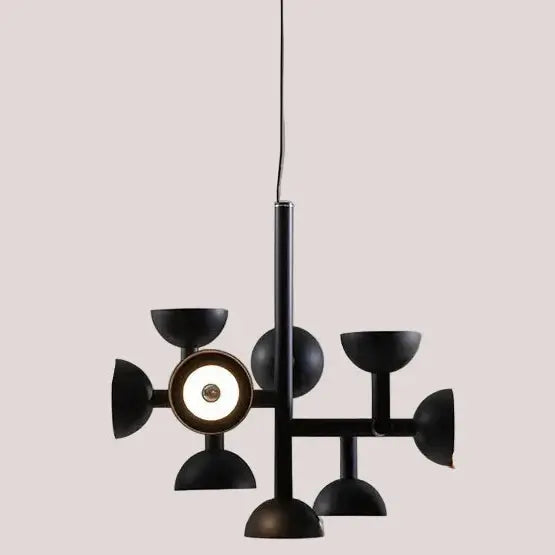 Danish Postmodern LED Chandelier – Sculptural Black Designer Pendant Light illuminating a stylish space.