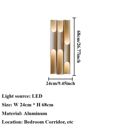 Modern Vertical LED Wall Lamp – Minimalist Aluminum Up & Down Light, 24cm width, 68cm height, LED lighting.