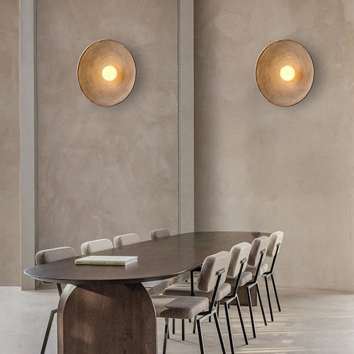 Circular Resin Wall Light with Grooved Finish