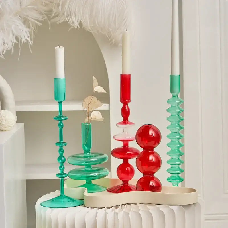 Elegant Red Glass Candle Holders | Shop Now