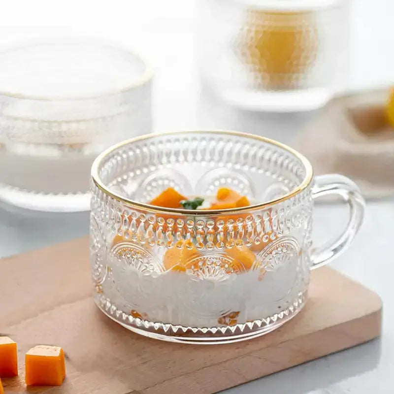 Pretty Vintage Embossed Glass Coffee Cup