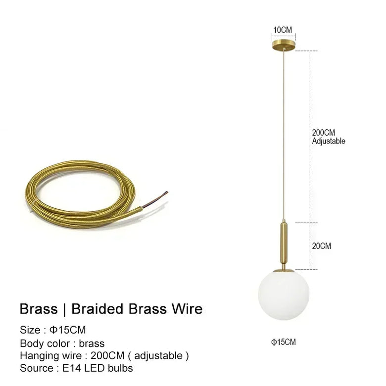 Modern Gold Glass Ball Pendant