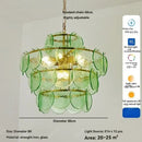 Tiered Glass Disc Chandelier in Nickel Finish