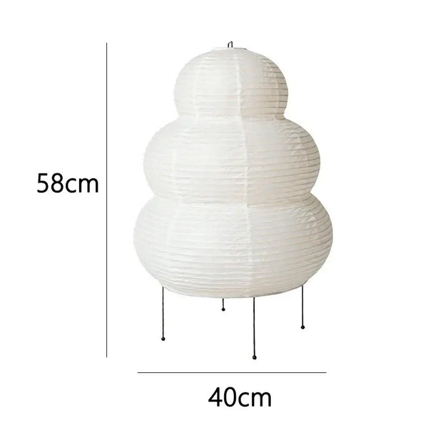 Japanese White Rice Paper Table Lamp with a unique layered design, measuring 58cm in height and 40cm in width.