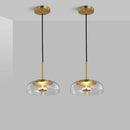 Retro 80s Transparent Large Pendant Lamp with glass shade and warm light for cozy atmosphere.