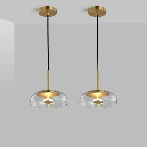 Retro 80s Transparent Large Pendant Lamp with glass shade and warm light for cozy atmosphere.