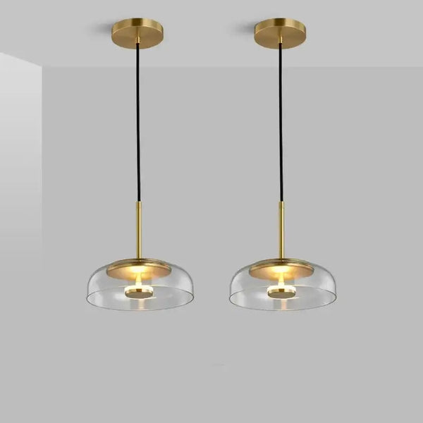 Retro 80s Transparent Large Pendant Lamp with glass shade and warm light for cozy atmosphere.