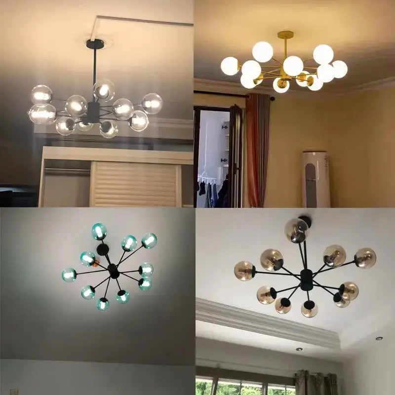 Mid-Century Modern Glass Globe Sputnik Chandelier – 6 to 16 Lights