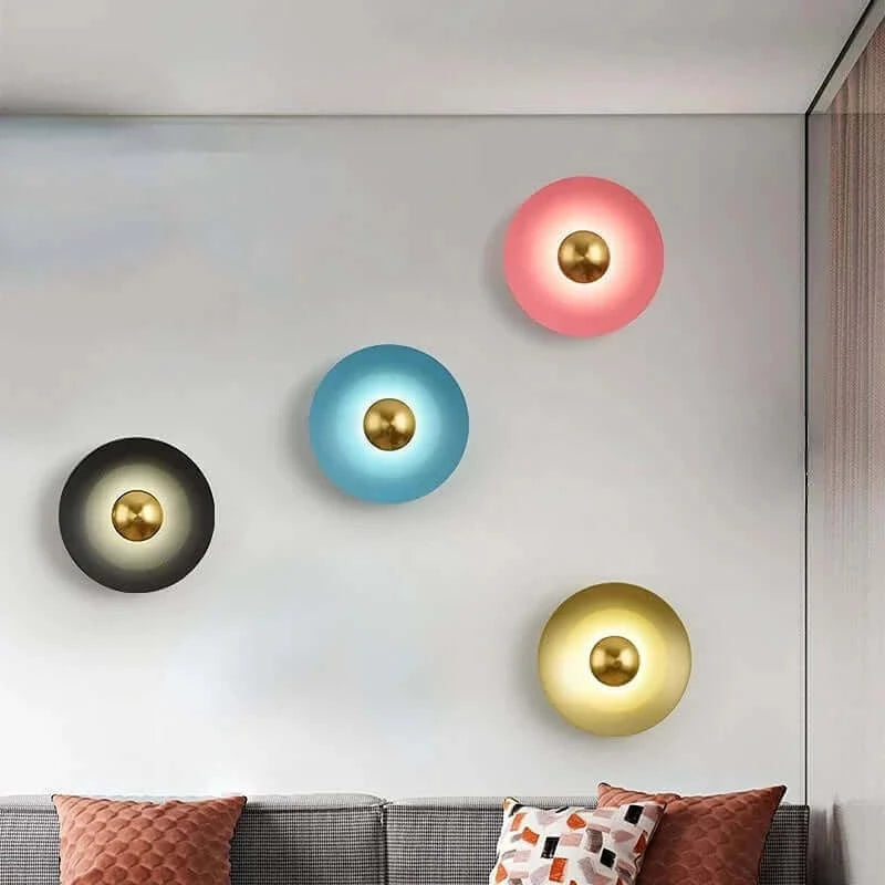 Wall Light Fixtures, Wall Light Fixtures, Wall Light Fixtures, Colourful 30 cm Modern Circle Wall Light with Gold