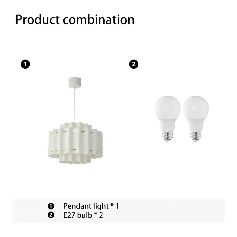 Nordic Wabi-Sabi Fabric Pendant Light 50cm with two E27 bulbs included in product combination.