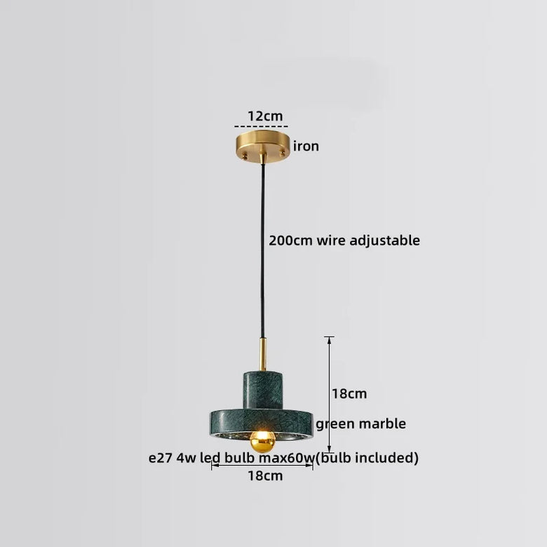 Art-Deco Polished Copper & Marble Pendant Lights