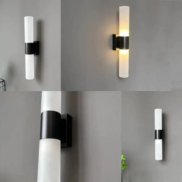 Large Modern LED Wall Lamp (42cm) with sleek acrylic shades and black finish for elegant lighting.