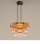 Layered Glass Pendant Light – Modern Amber, Green or Smoke Grey LED Suspension in amber finish.