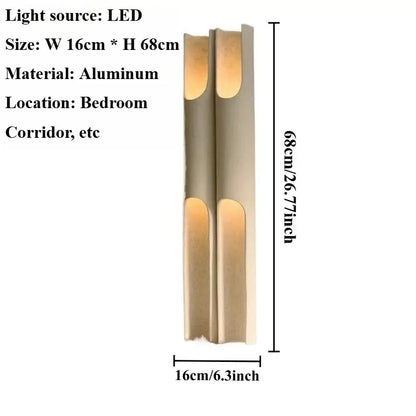 Modern Vertical LED Wall Lamp – Minimalist Aluminum Up & Down Light dimensions and specifications for bedroom and corridor.