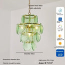 Tiered Glass Disc Chandelier in Nickel Finish
