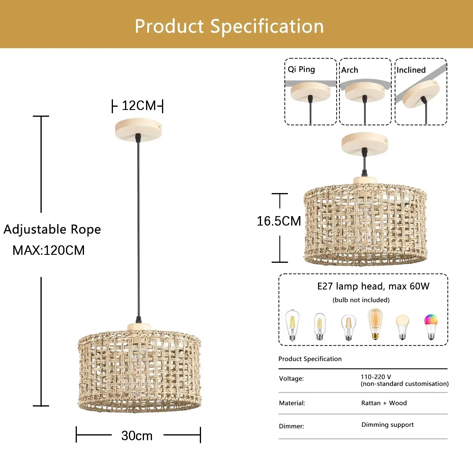 Handwoven Bamboo Pendant Shade – Rustic Charm