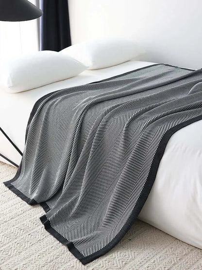 Blankets, Blankets, Blankets, Luxury Herringbone Knitted Blanket [130x180CM]