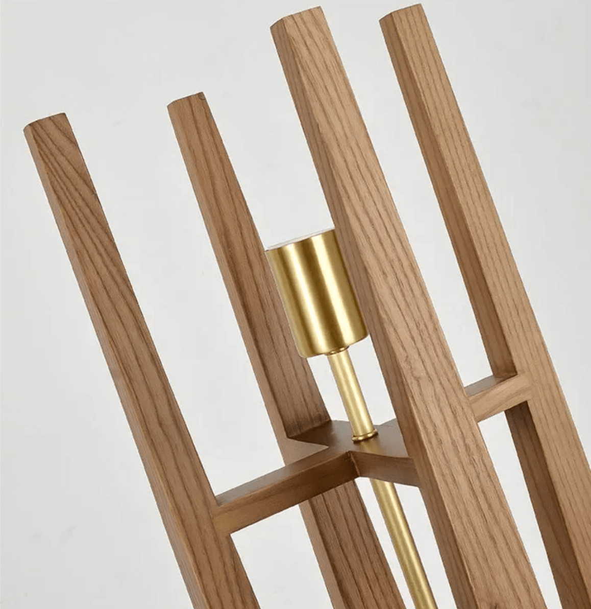 Modern Nordic Wooden Floor Lamp – Sculptural Lighting with Warm LED Glow